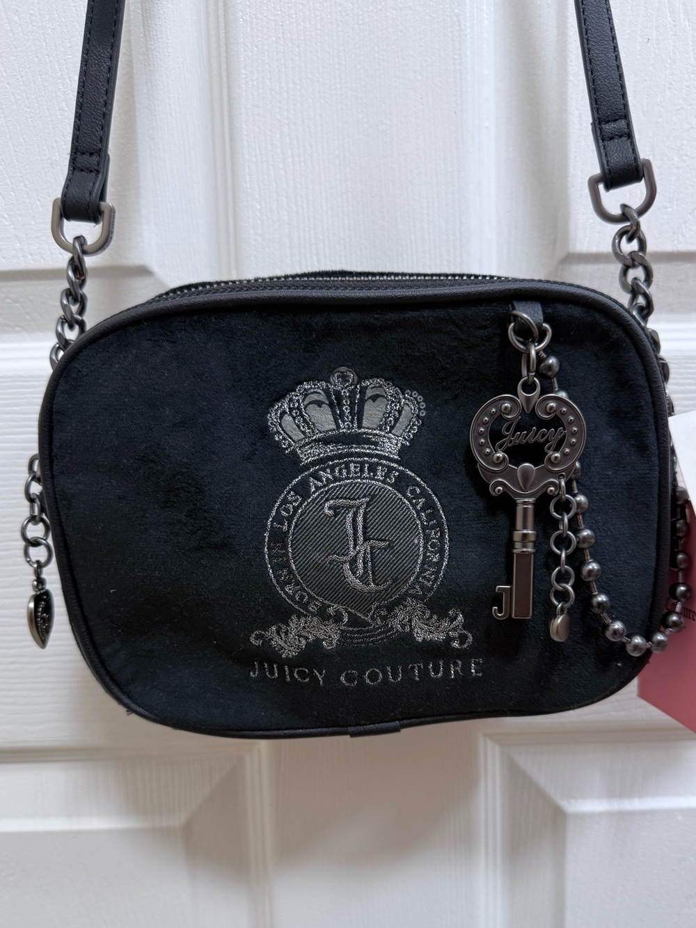 NWT Juicy Couture Black Crossbody Bag with Key Charm and Crest